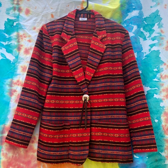 SOLD! Vintage Southwestern Santa Fe Stripe Blazer - Picture 1 of 5
